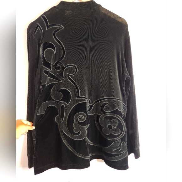 CHICOS Travelers Women’s Black Button Down Embroidered Jacket, Black, 2 - Picture 7 of 11